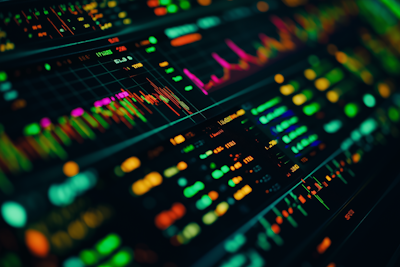 Gráficos de tendencias del mercado financiero y noticias económicas